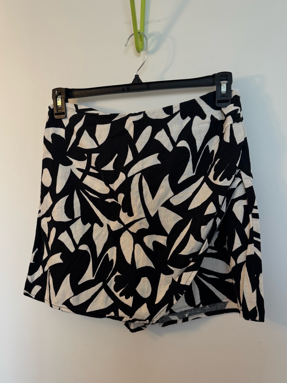a new day Black and White Abstract Wrap-Front Skort